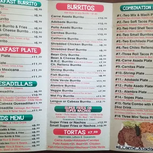 a menu