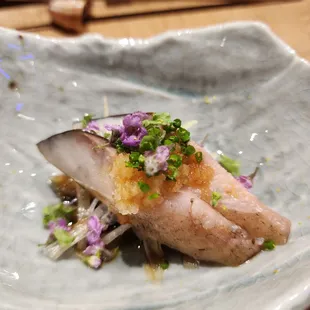 Sawara - smoked, onion, myoga, bonito soy, daikon, hanaho