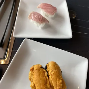 Toro and uni nigiri
