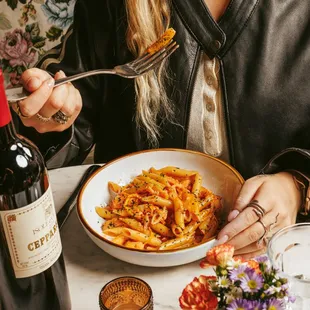 Pasta salmon and vodka