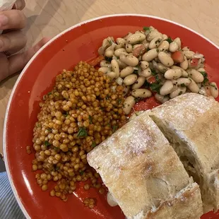 The Ultimate Cheese Panini with Bean Salad and Israeli Couscous Salad