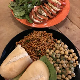 The Alpine sandwich with 2 sides and the Rebecca salad.