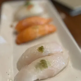 Sea bream , salmon, halibut