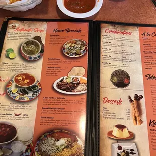 Menu and chips and salsa.