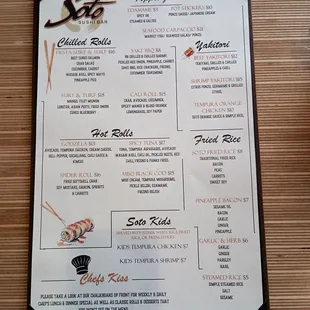 menu