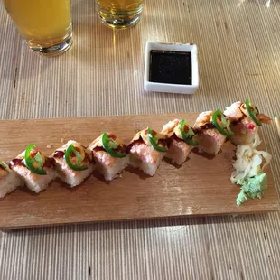 The Picasso special soy paper, tempura shrimp rolled inside out with cucumber, jalapeño with all their sauces. So freaking good!