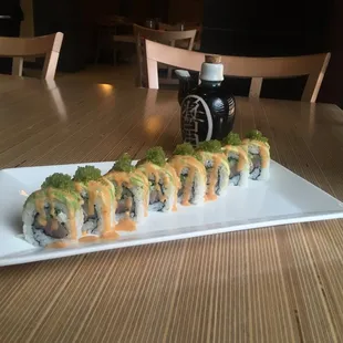 a plate of sushi on a table