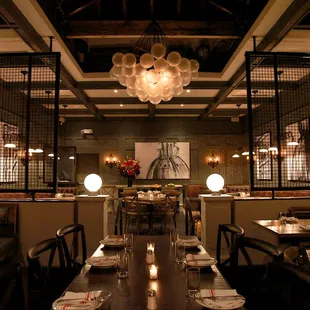 Back Dining Room. Skylight creates an incredible dynamic during Brunch and the evening.
