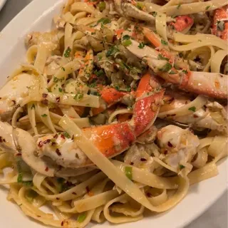 Whole Crab Diavolo Over Linguine