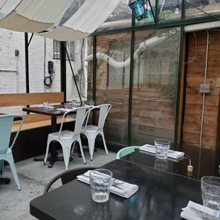 tables and chairs outside