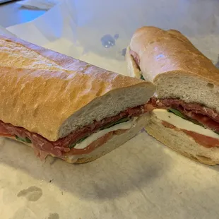 Prosciutto &amp; Mozzarella 9 inch sub.