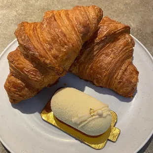 Yuzu passion guava dessert and two classic croissants