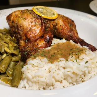Lemon Pepper Chicken Bowl with Rice and Green Beans