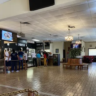 Inside; line for service