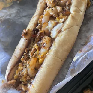 a hot dog and french fries