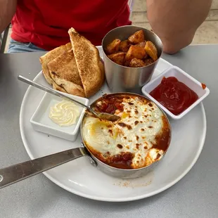 Shakshuka with roasted potatoes