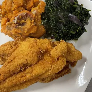 Fresh Catfish with yams and spinach