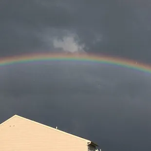 a rainbow in the sky