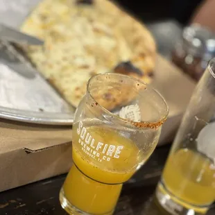 This is a Mango type beer it was great and of course Pizza Alfredo chicken style...