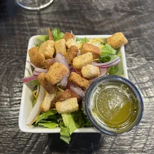House salad with vinaigrette.