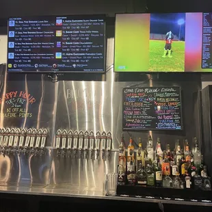 Beer taps, the tv shows half of the beer choices.