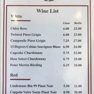Wine List.