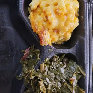 Mac and cheese &amp; collard greens