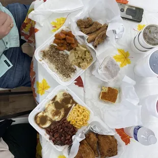 Fried Rib Dinner, Fried Chicken Dinner, extra sides