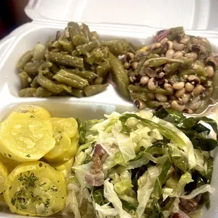 Veggie Plate: Green Beans, Peas, Squash, Cabbage