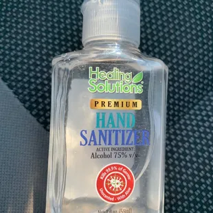a bottle of hand sanitizer