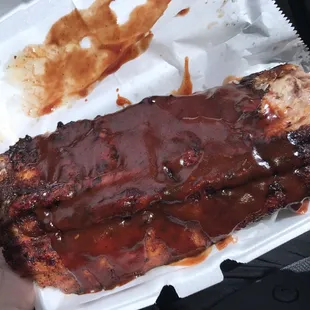 ribs in a styrofoam container