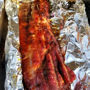 Grilled Salmon it was very moist and flaky.  Family and I eat this with the honey topped rolls.