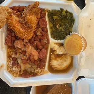 Red beans and rice, and meatloaf