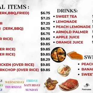 the menu for the soul kitchen