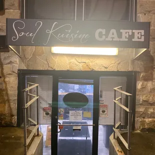 the entrance to the restaurant