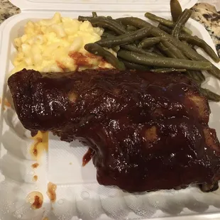 Half Baby Back Ribs; Macaroni &amp; Cheese; Sauted Green Beans
