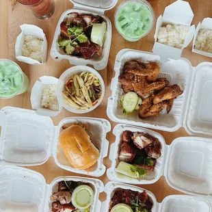 a variety of food in plastic containers