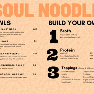 a menu for a bowl of soup