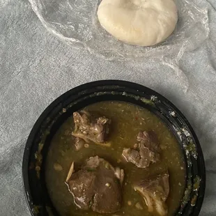 Okra soup with goat meat and fufu