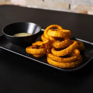 This stack of onion rings would be a perfect way to start your dining experience