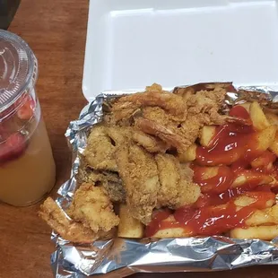Small Shrimp and Whiting and fries