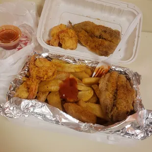 Small Whiting and shrimp combo- $12