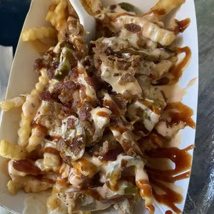 Voodoo fries with chicken and just the right amount of kick. Perfect lunch!!