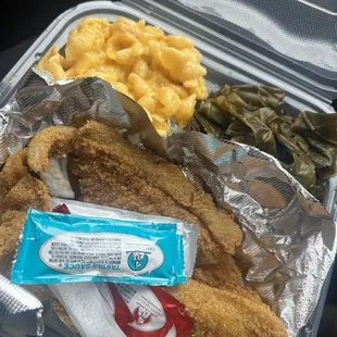 Catfish &amp; Macaroni and Cheese &amp; Collard Greens