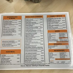 the menu