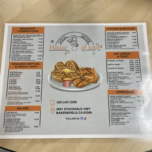 a menu on a table
