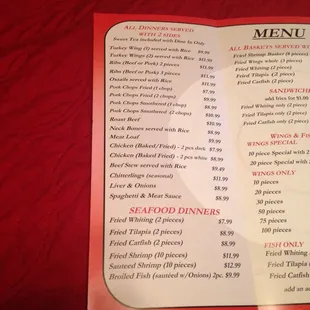 menu