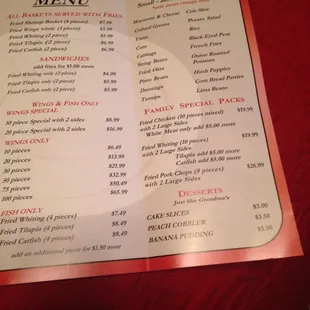 menu