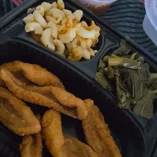 Perch Fillets with Homemade Mac Cheese and Candied Yams