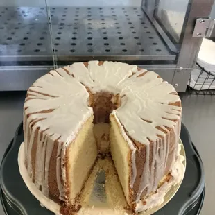 a cake with a slice taken out of it